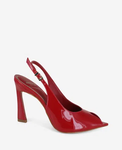 Kenneth Cole Priya Patent Peep-toe Slingback Heel In Red
