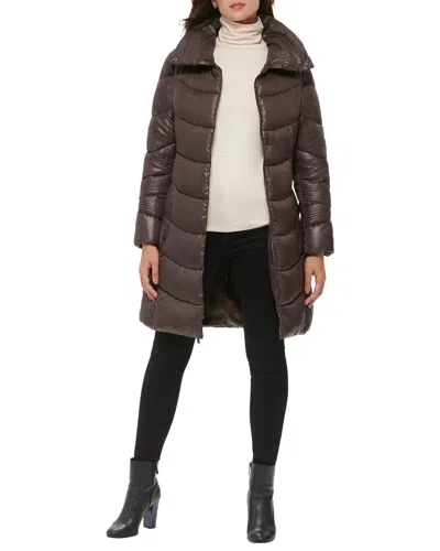 Kenneth Cole Puffer Jacket In Brown
