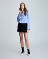 Kenneth Cole Pull On Assymetrical Faux Wrap Buckle Skort In Black