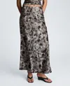Kenneth Cole Bias Cut Printed Maxi Skirt In Gray
