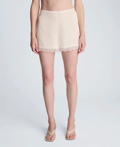 Kenneth Cole Pull On Lace Hem Short In White
