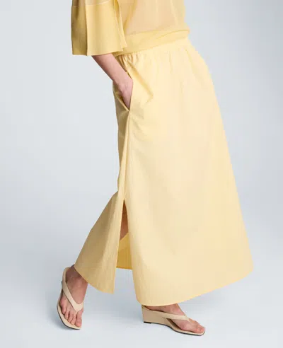 Kenneth Cole Pull On Maxi Skirt With Side Slits In Yellow