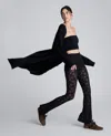 Kenneth Cole Pull On Stretch Lace Flare Pant With Inner Short In Black