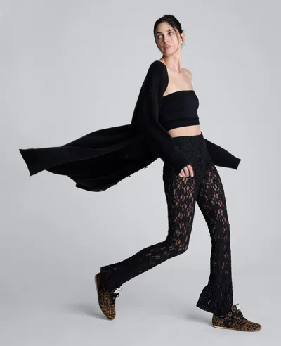 Kenneth Cole Pull On Stretch Lace Flare Pant With Inner Short In Black