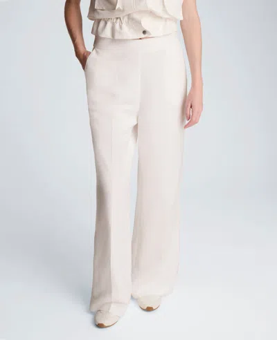 Kenneth Cole Pull On Wide Leg Linen Pant In White