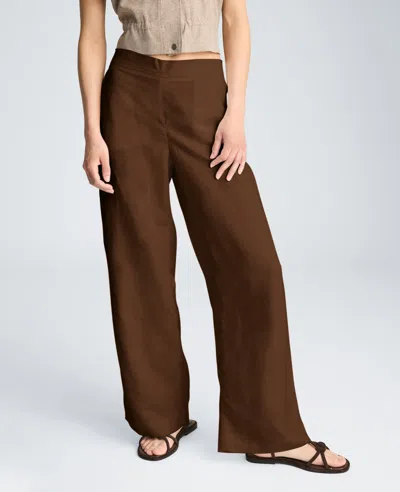 Kenneth Cole Pull On Wide Leg Pant In Brown