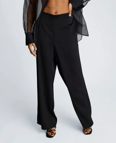 Kenneth Cole Pull On Wide Leg Satin Pant In Black