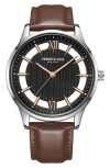 Kenneth Cole Quartz Leather Strap Watch, 45mm In Brown