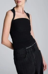 Kenneth Cole Queen Anne Neck Top In Black