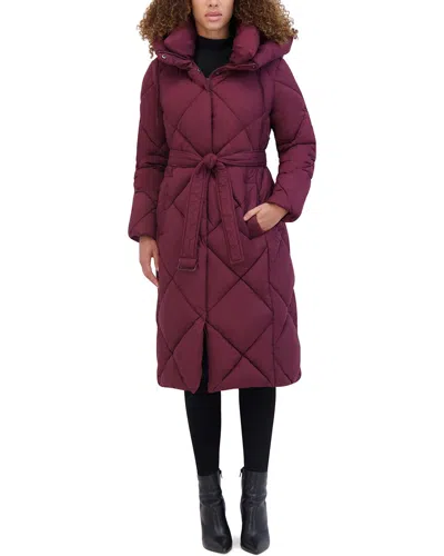Kenneth Cole Quilted Coat In Burgundy