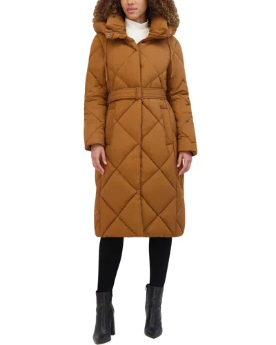 Kenneth Cole Quilted Coat In Orange