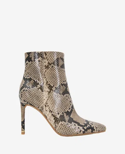 KENNETH COLE QUINCY SNAKESKIN LEATHER HEEL ANKLE BOOTIE