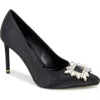Kenneth Cole Quinnly Jewel Pointed Toe Pump In Black Satin