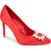 Kenneth Cole Quinnly Jewel Pointed Toe Pump In Fuego Satin
