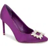 Kenneth Cole Quinnly Jewel Pointed Toe Pump In Purple Satin