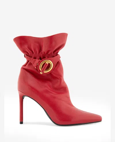 Kenneth Cole Quinta Belted Slouch Ankle Heel Boot In Red
