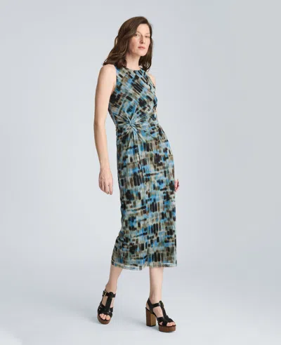 Kenneth Cole Racer Twist Midi Mesh Dress In Multi