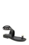 Kenneth Cole Ravenn Studded Wraparound Ankle Strap Sandal In Black
