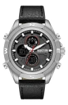 Kenneth Cole Reaction Analog & Digital Faux Leather Strap Watch, 48.2mm