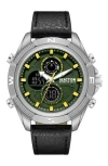 Kenneth Cole Reaction Analog & Digital Faux Leather Strap Watch, 48.2mm