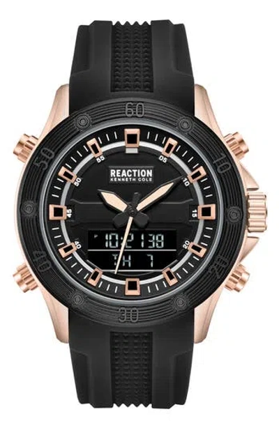 Kenneth Cole Reaction Analog-digital Silicone Strap Watch, 43mm