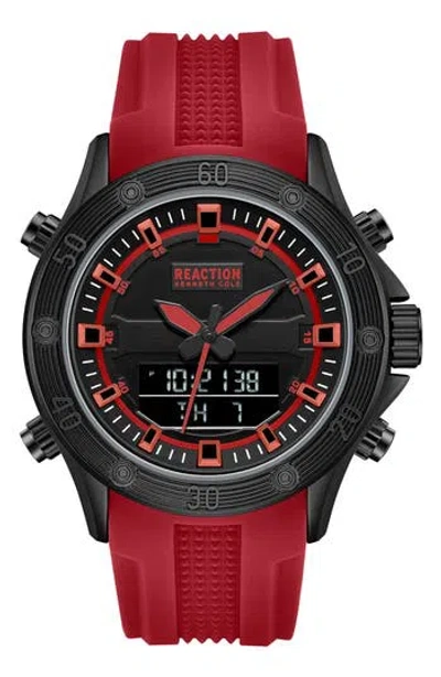 Kenneth Cole Reaction Analog-digital Silicone Strap Watch, 43mm