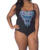 Kenneth Cole Reaction Bandeau One Piece Swimsuit - Plus In Kkc Dream Weaver In Gray