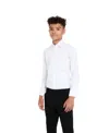 Kenneth Cole Reaction Big Boys Classic Fit Dress Shirt In White