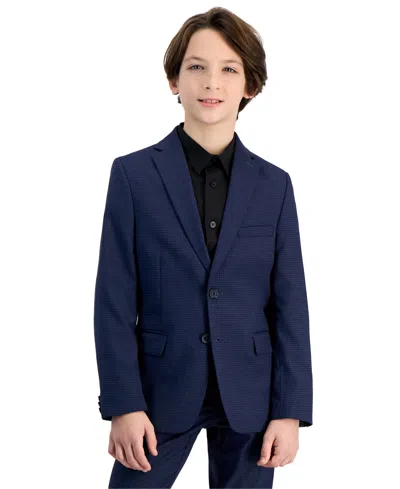 Kenneth Cole Reaction Kids' Big Boys Slim-fit Microcheck Suit In Navy,blue