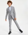 Kenneth Cole Reaction Big Boys Twill Slim Fit Stretch Suit In Grey