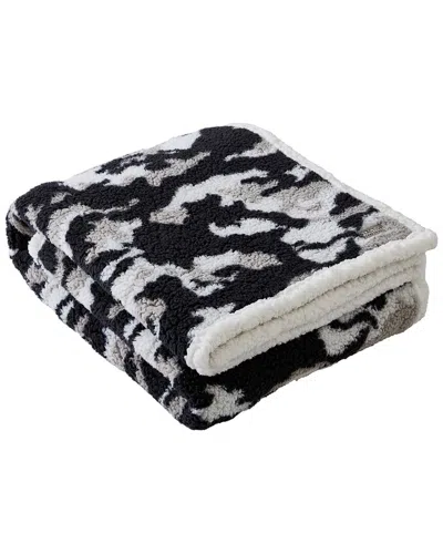 KENNETH COLE REACTION KENNETH COLE REACTION BLEND OUT SHERPA REVERSIBLE THROW BLANKET