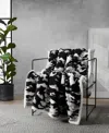 Kenneth Cole Reaction Blend Out Sherpa Throw, 60" X 50" In Warm Gray,black