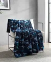 Kenneth Cole Reaction Blend Out Ultra Soft Plush Fleece Throw, 70" X 50" In Navy
