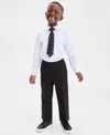 Kenneth Cole Reaction Boys 4t-7 White Shirt, Pants And Black Tie 3-piece Set In Red