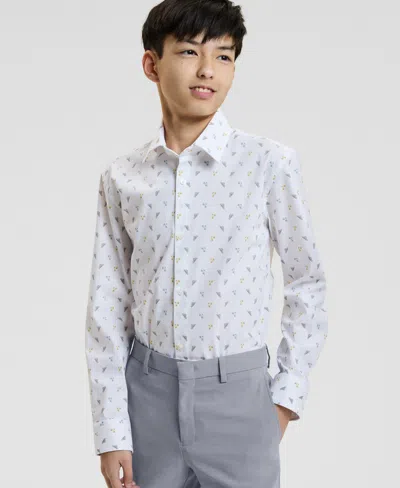 Kenneth Cole Reaction Kids' Boys' 8-20 City Scape Spread Collar Shirt In Gray