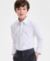 Kenneth Cole Reaction Boys 8r-20r White And Green Planes Classic Shirt In White