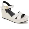 Kenneth Cole Reaction Clarissa Womens Embossed Buckle Wedge Sandals In Multi