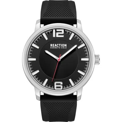 Kenneth Cole Reaction Classic Black Silicone Strap Watch, 44mm