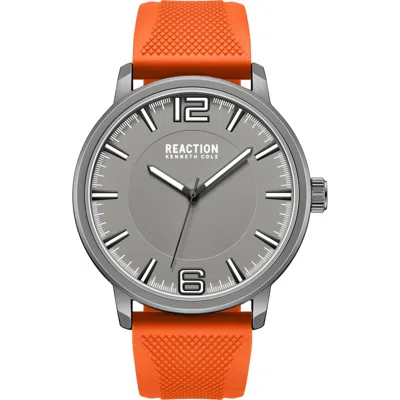 Kenneth Cole Reaction Classic Black Silicone Strap Watch, 44mm In Brown
