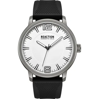 Kenneth Cole Reaction Classic Black Silicone Strap Watch, 44mm