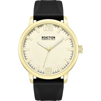Kenneth Cole Reaction Classic Black Silicone Strap Watch, 44mm