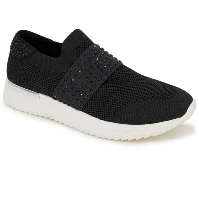 Kenneth Cole Reaction Collette Womens Embellished Textured Casual And Fashion Sneakers In Black Fabric