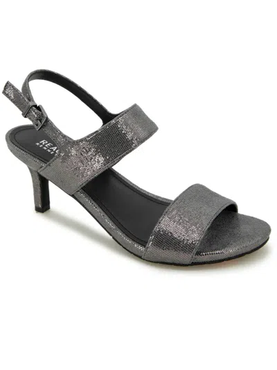 Kenneth Cole Reaction Dee Two Band Womens Faux Leather Buckle Slingback Sandals In Silver
