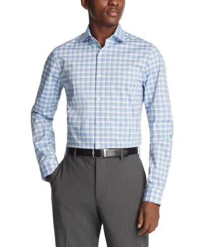 Kenneth Cole Reaction Dress Shirt Men Blue Flex Stretch Collared Ups458