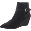 Kenneth Cole Reaction Emmie Womens Faux Leather Wedge Boots In Black