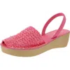 Kenneth Cole Reaction Fine Glass Weave Womens Cushioned Footbed Woven Wedge Sandals In Pink