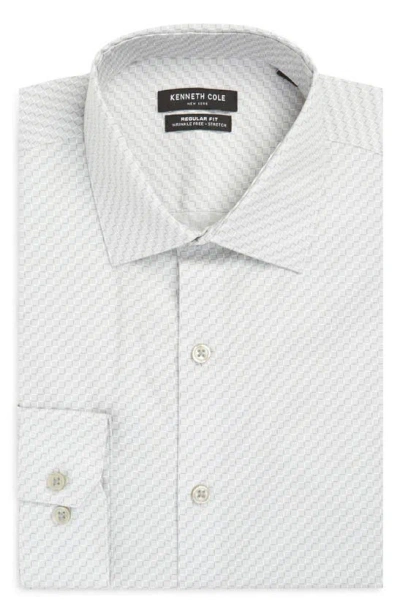 Kenneth Cole Reaction Geometric Regular Fit Dress Shirt In Seagull