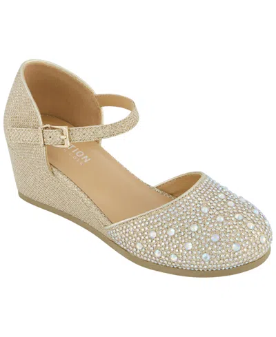 Kenneth Cole Reaction Kids' Girls' 1-13 Crystal-embellished Ankle-strap Wedge Shoes In Silver