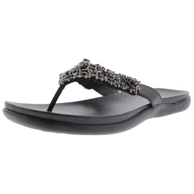 Kenneth Cole Reaction Glam-athon Womens Faux Leather Thong Flip-flops In Black