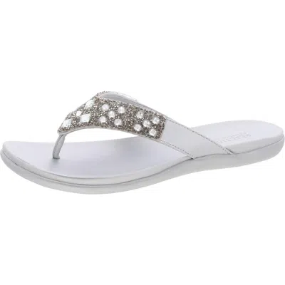 Kenneth Cole Reaction Glam-athon Womens Faux Leather Thong Flip-flops In Silver